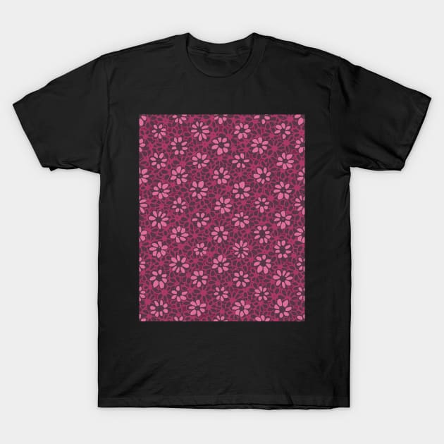 Batik Florals in blackberry Tones T-Shirt by FrancesPoff